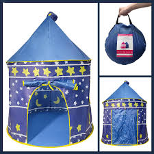 Kids Castle Play Tent – Starry Night Blue Foldable Playhouse for Boys & Girls