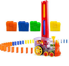 Domino Train Toy Set – Electric Domino-Laying Steam Train with Sound & Lights for Kids 3+