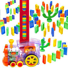 Domino Train Toy Set – Electric Domino-Laying Steam Train with Sound & Lights for Kids 3+