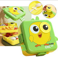 Super Chicken Kids Bento Box - Cute Compartment Lunch Container with Utensils & Dipping Cup