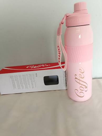 Insulated "Coffee" Stainless Steel Travel Tumbler with Straw and Carrying Strap