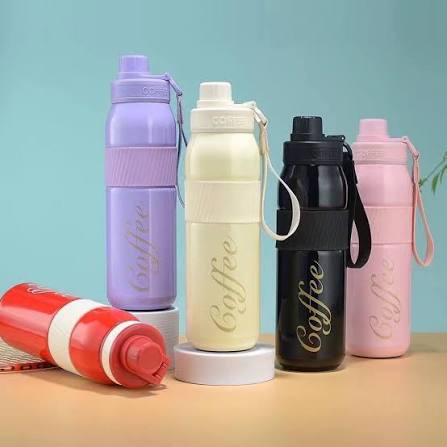 Insulated "Coffee" Stainless Steel Travel Tumbler with Straw and Carrying Strap