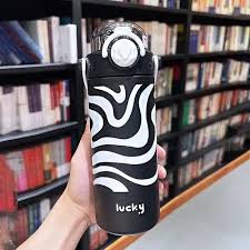 LUCKY SERIES - 500ml Premium Stainless Steel Insulated Bottle (Black/White Swirl)