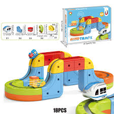 Magnetic Track Set - DIY Levitation Tram & Multi-Level Building Blocks Toy With Mini Trains for Kids