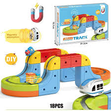 Magnetic Track Set - DIY Levitation Tram & Multi-Level Building Blocks Toy With Mini Trains for Kids