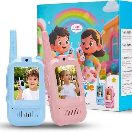 Kids Video Walkie Talkie Set – Dual-Way Interactive Video & Voice Intercom, HD Camera, Rechargeable Toy with Lanyard (Pink & Blue)