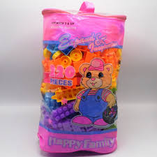 Happy Family 220-Piece Building Blocks Set - Large Educational Bricks in Pink Zipper Carrying Bag