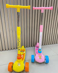 Colorful Kids' Scooters in a Playroom Setting