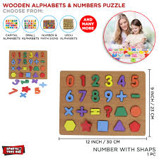 Wooden Number and Shape Puzzle Board