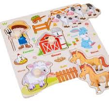Farmhouse Peg Puzzle – Educational Wooden Animal Matcher for Early Development