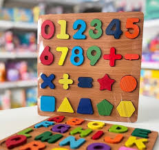 Wooden Number and Shape Puzzle Board