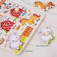 Farmhouse Peg Puzzle – Educational Wooden Animal Matcher for Early Development