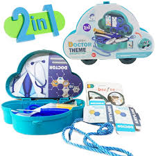 2-in-1 Kids Doctor Playset with Carrying Case – Doctor Theme Toy Kit