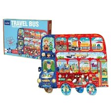 Travel Bus Shaped Floor Puzzle for Kids – 128 Pieces