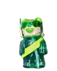 Robot Warrior-Themed Kids Water Bottle – Green Transparent