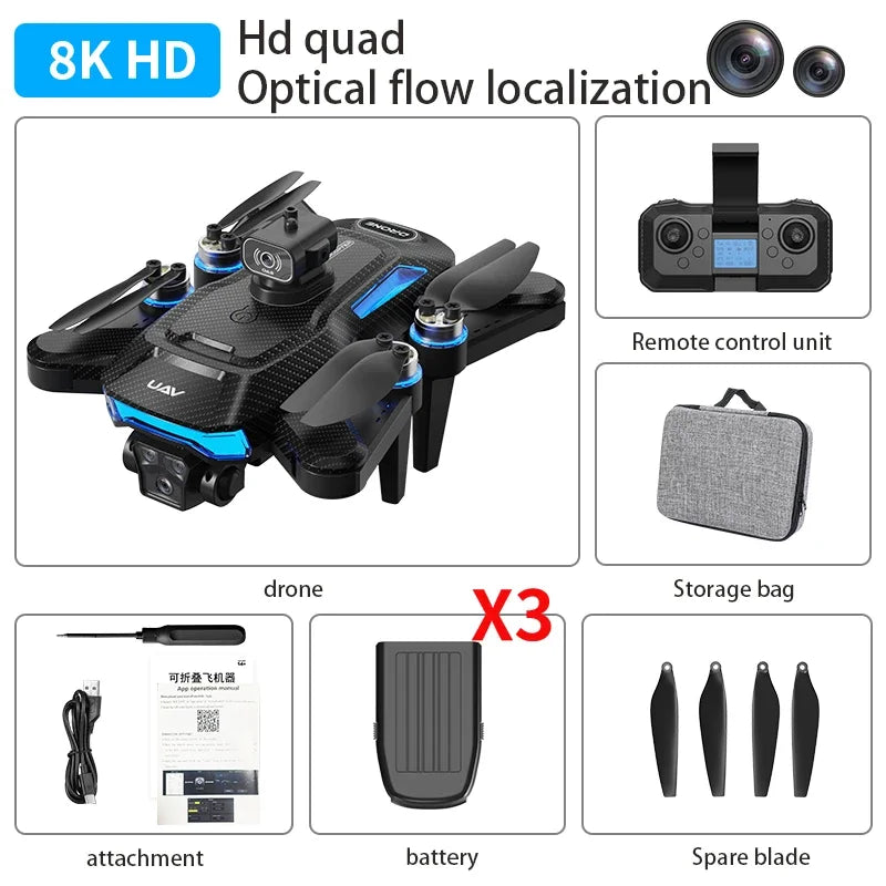 R/C DRONE DUAL CAMERA OBSTACLE AVOIDANCE BRUSH LESS FOLDABLE QUAD COPTER