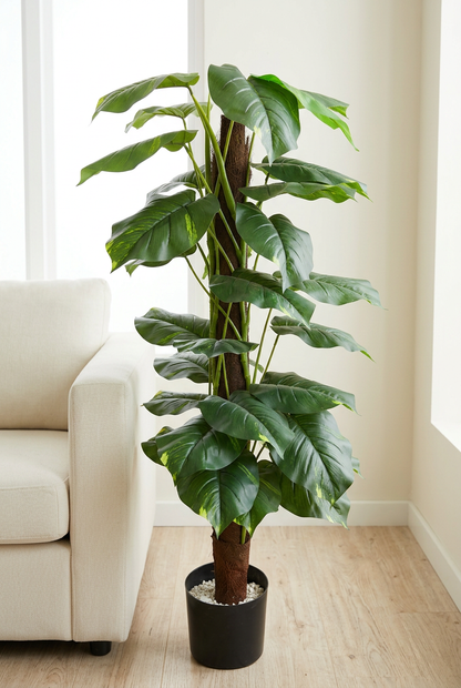 Leafy Decorative Plant in Black Pebble Planter | Happy Gift