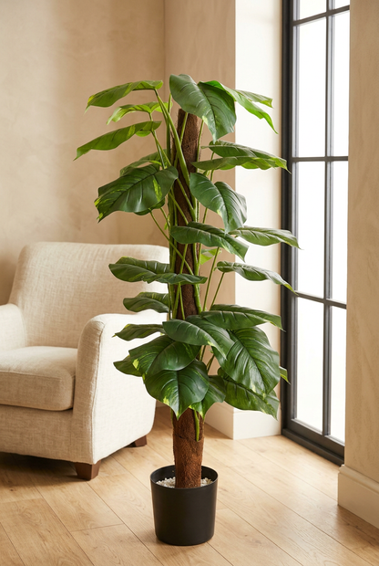 Leafy Decorative Plant in Black Pebble Planter | Happy Gift