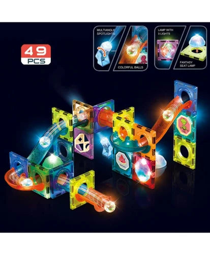 Magnetic Blocks Marble Run STEM Light (49-Piece)