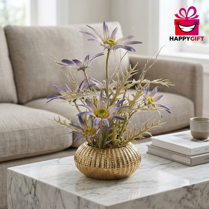 Lavender Artificial Flower Arrangement in Gold Vase | Happy Gift