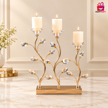 Luxury Gold Crystal Candle Holder Centerpiece | Happy Gift