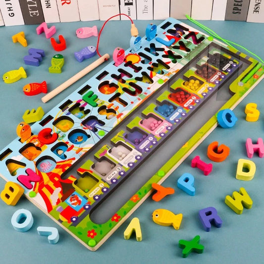 Multifunctional Magnetic Fishing & Alphabet Learning Board for Kids