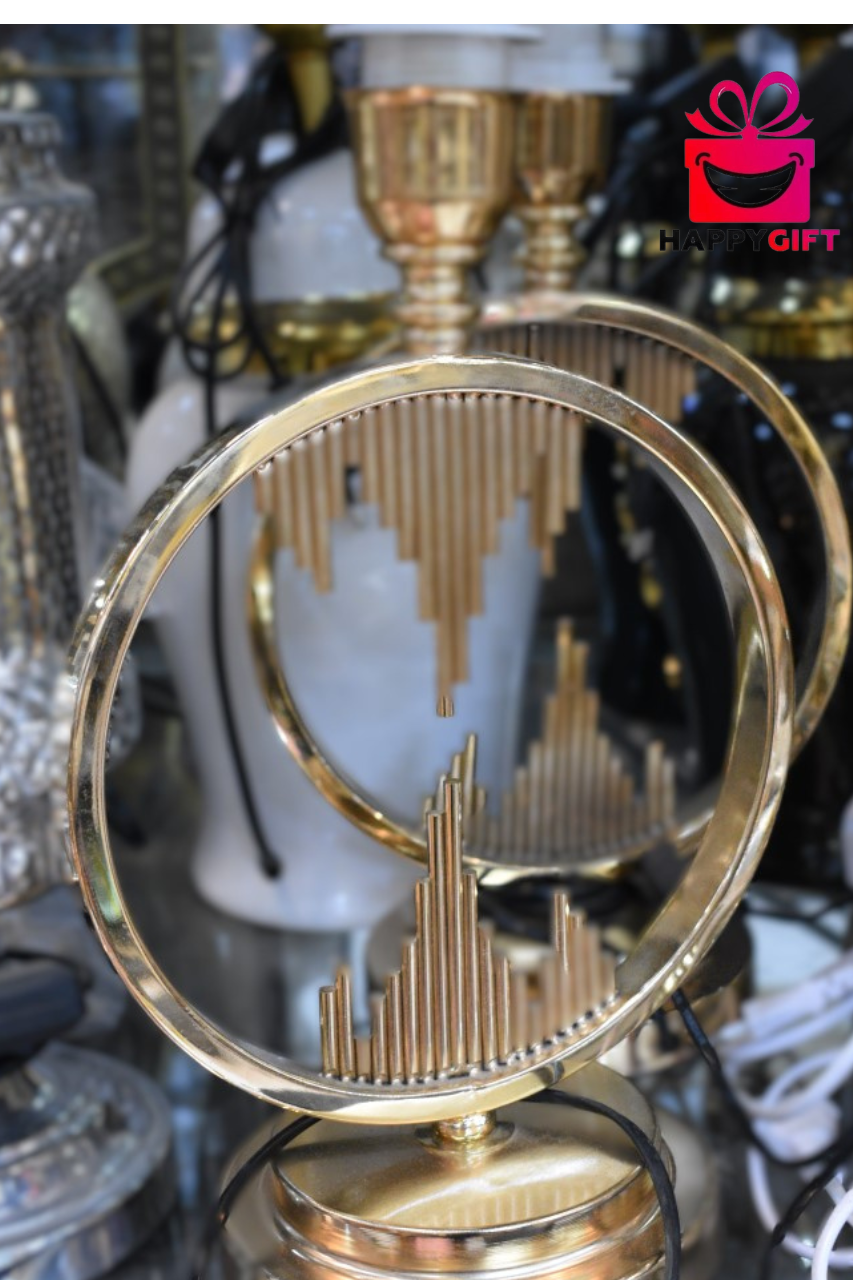 Luxury Golden Circular Ring Showpiece – Art Deco Geometric Tabletop Accent