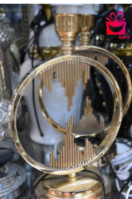 Luxury Golden Circular Ring Showpiece – Art Deco Geometric Tabletop Accent