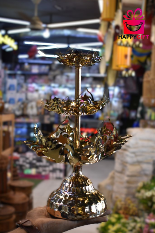 Crystal-Tiered Golden Accent Stand - HappyGift