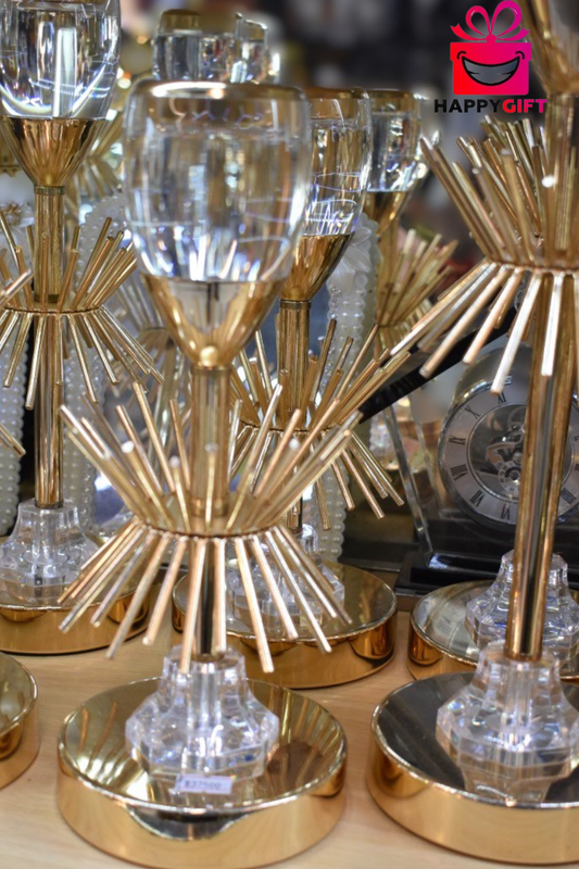 Gift of Radiance: Crystal and Gold Candle Holder