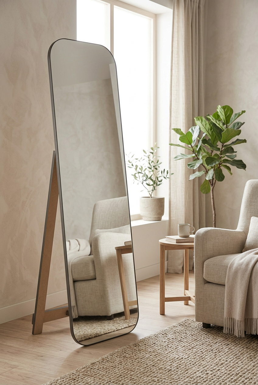 Rounded Rectangle Full-Length Freestanding Mirror – Happy Gift Length  5.5 Foot  Width 19 Inches