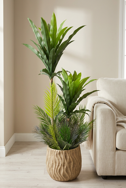 Mixed-Leaf Decorative Plant in Tan Planter | Happy Gift