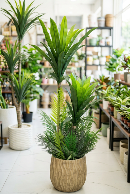 Mixed-Leaf Decorative Plant in Tan Planter | Happy Gift