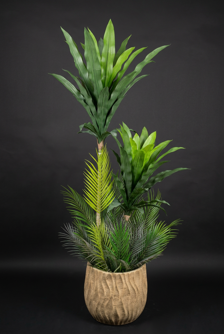 Mixed-Leaf Decorative Plant in Tan Planter | Happy Gift