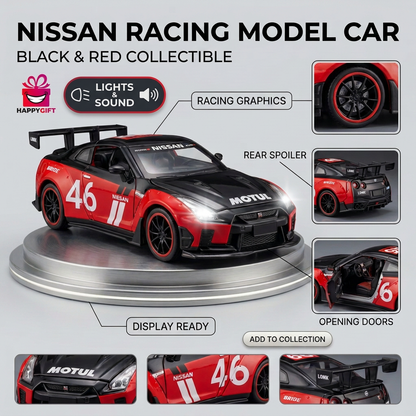 Nissan GT-R Racing Model Car Black & Red | Happy Gift