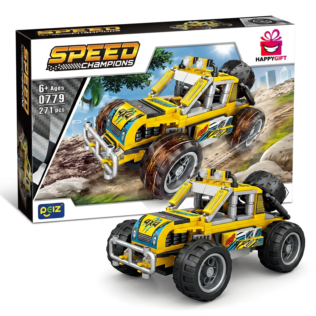 Yellow Off-Road Buggy Building Blocks – 271 Pieces | Happy Gift