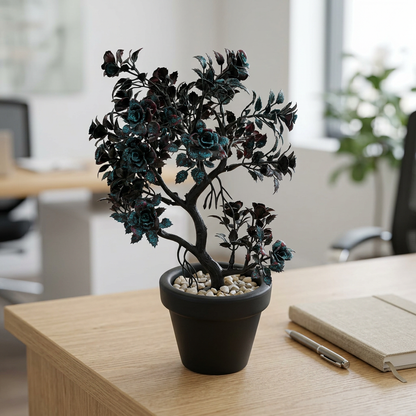 Artificial Miniature Decorative Tree in Black Pot | Happy Gift