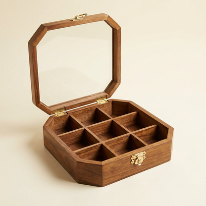 Wooden Kitchen Organizer Box with Glass Lid | Happy Gift