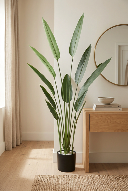 Tall Artificial Green Leaf Plant in Black Pot | Happy Gift HEIGHT 8 FT