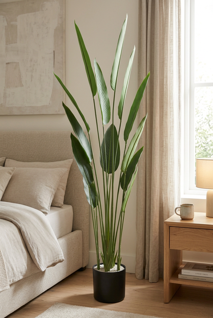 Tall Artificial Green Leaf Plant in Black Pot | Happy Gift HEIGHT 8 FT