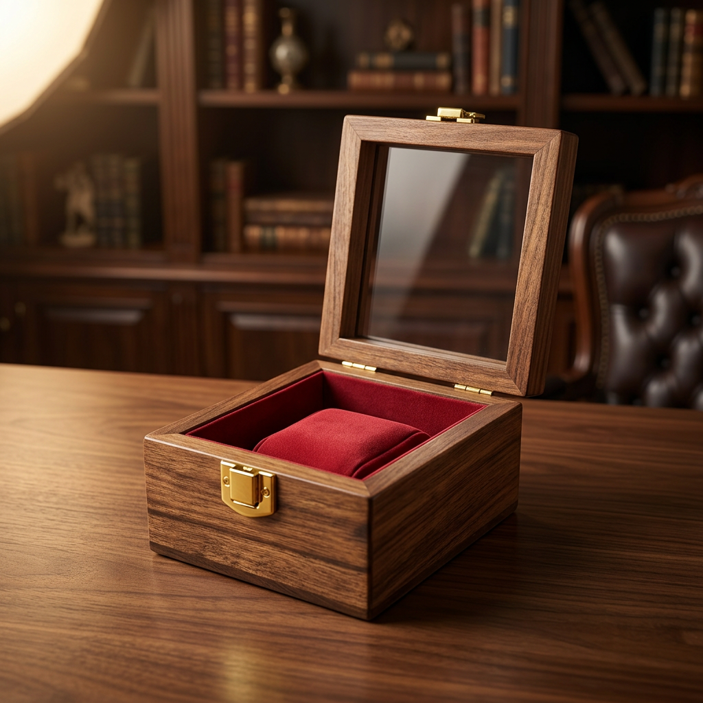 Single Wooden Watch Box with Glass Lid | Happy Gift