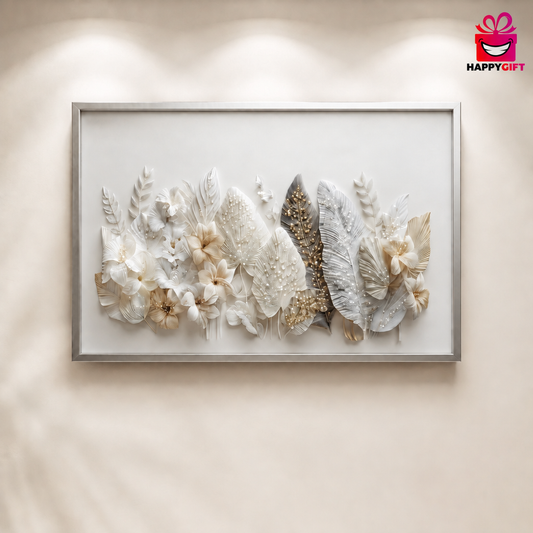 "Opulent Bloom" - Framed 3D Floral Wall Art | HappyGift Home Decor