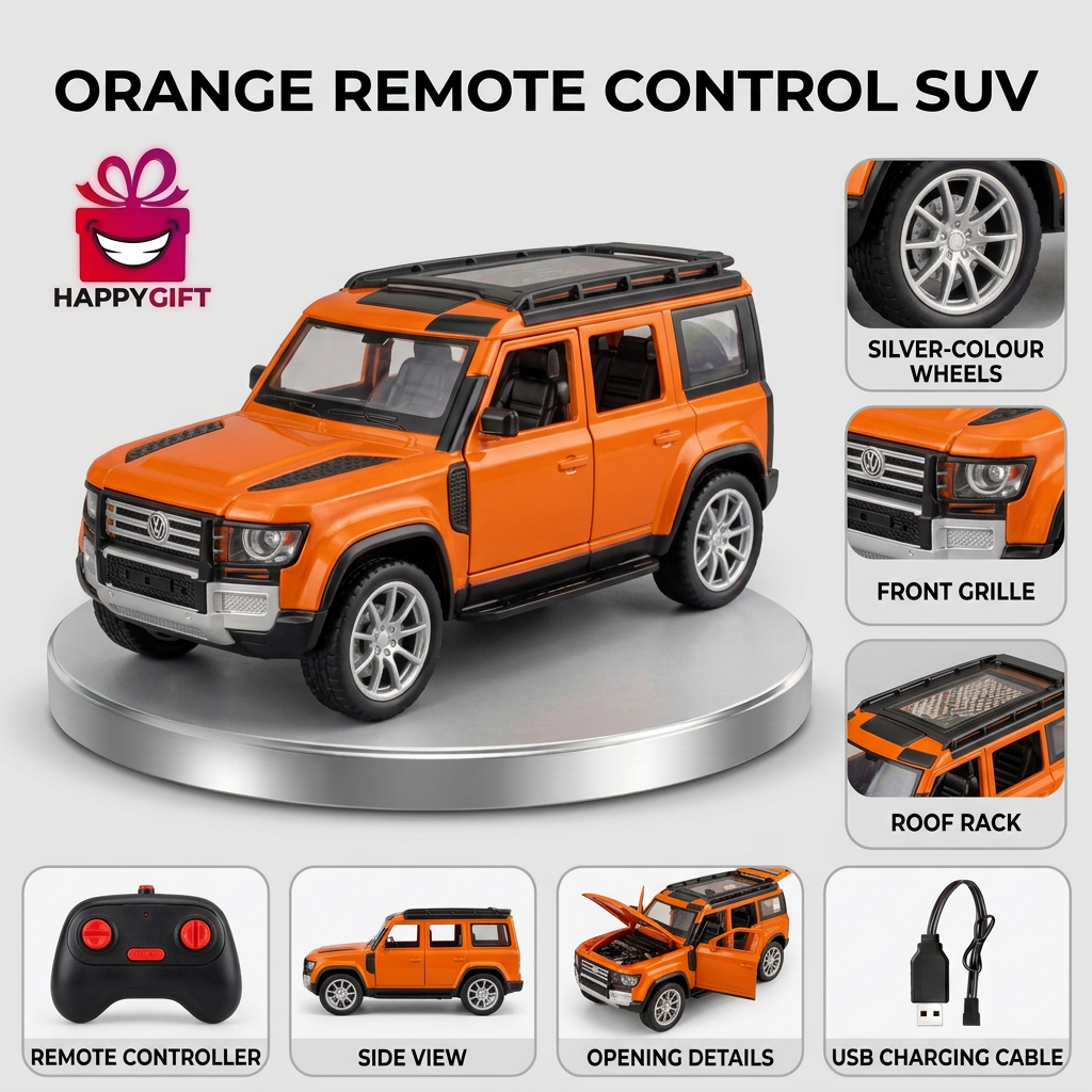 Land Rover Defender Style Remote Control SUV – Orange | Happy Gift