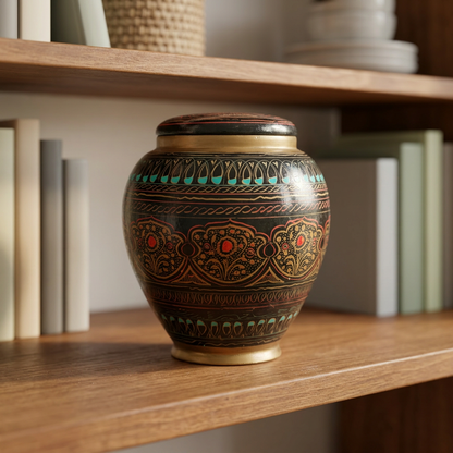 Black & Gold Decorative Jar with Lid | Happy Gift