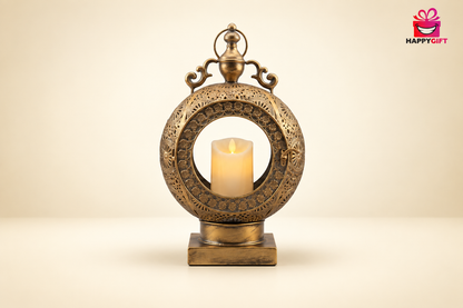 Ornate Moroccan-Style Filigree Lantern with LED Candle - Elegant Home Decor | HappyGift