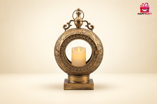 Ornate Moroccan-Style Filigree Lantern with LED Candle - Elegant Home Decor | HappyGift