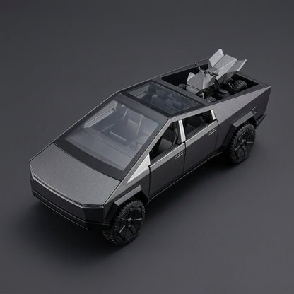 Tesla Cybertruck Gunmetal Die-Cast Pickup Model | Happy Gift