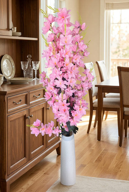Pink Decorative Flower Arrangement with Tall White Vase | Happy Gift HEIGHT 4.5 FT