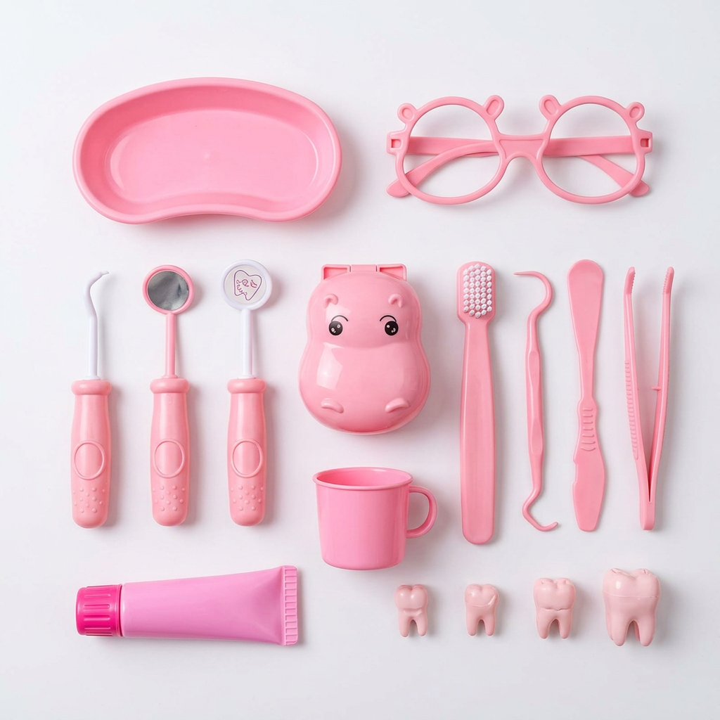 Kids Dentist Playset with Accessories – Pink | Happy Gift