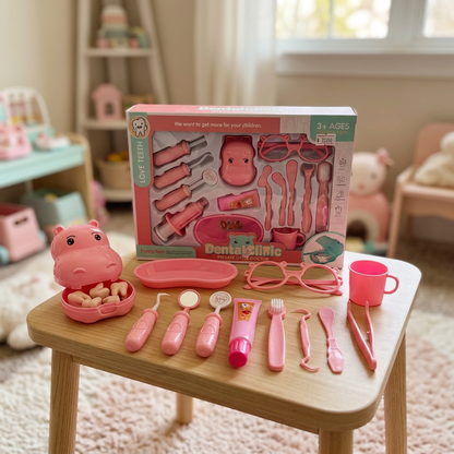 Kids Dentist Playset with Accessories – Pink | Happy Gift